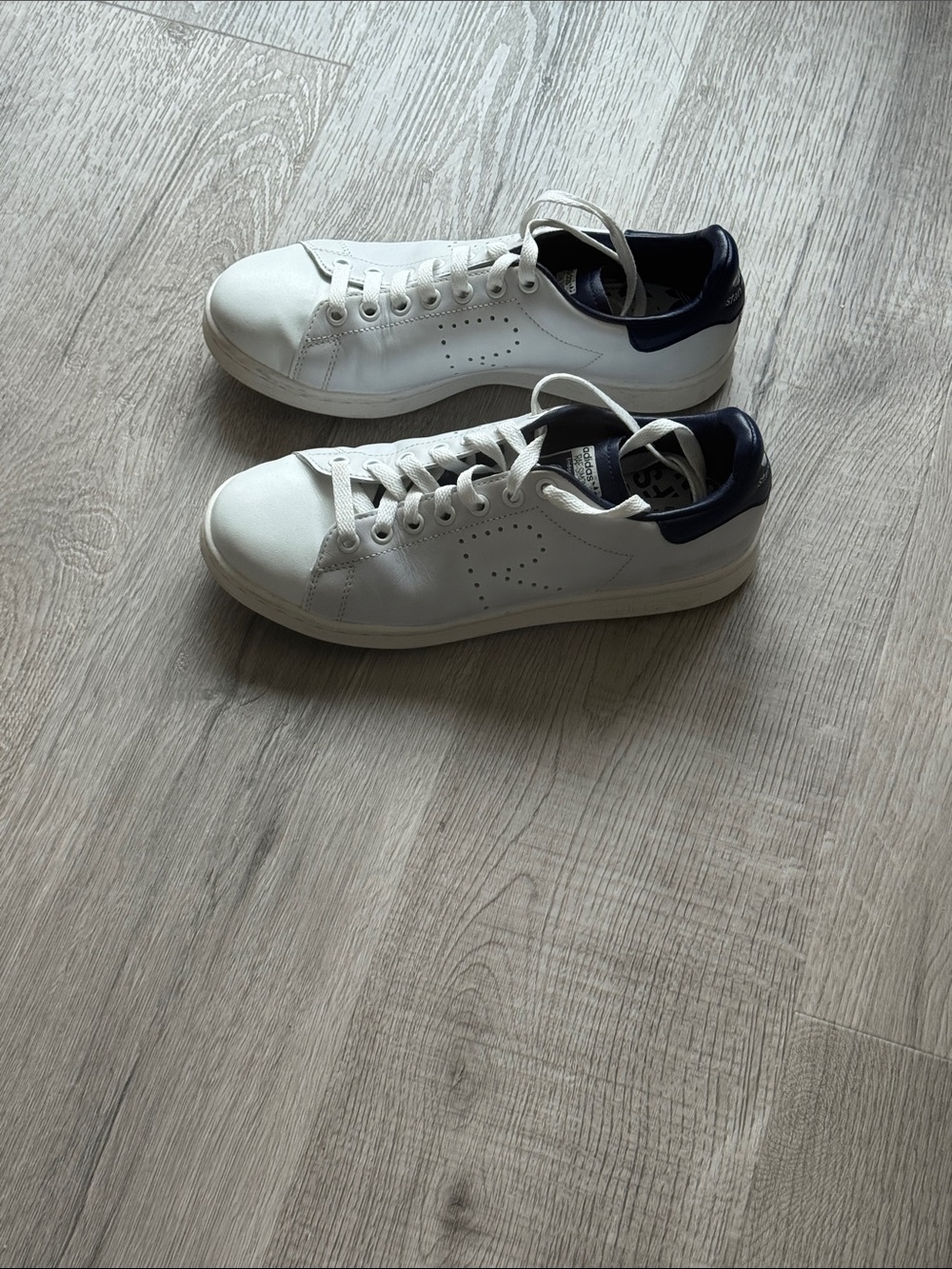 adidas Stan Smith White Sneakers with Navy Heel Tab